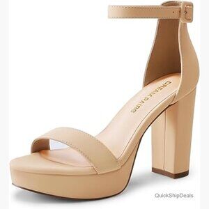 Platform Chunky High Heeled Sandals Open Toe Ankle Strap Dress Shoes